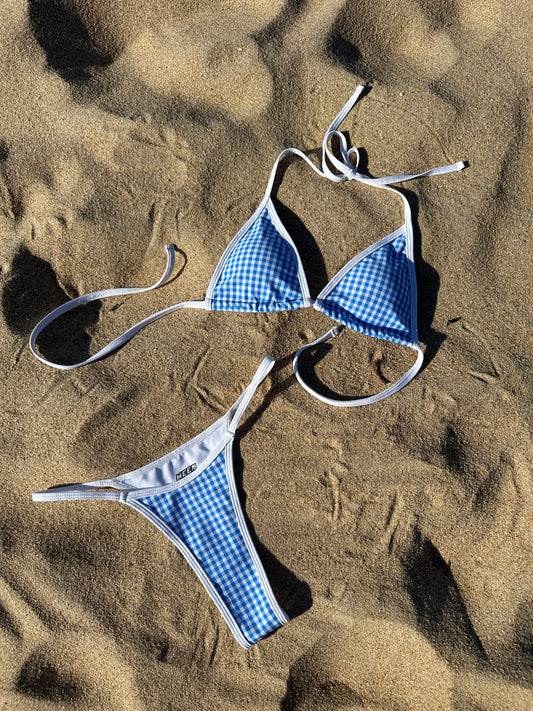 Baby Blue Plaid Bikini *TOP*